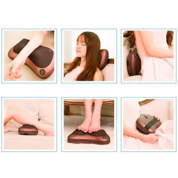 Роликовый массажер SmartUS Massage pillow 4 массажная подушка с инфракрасным подогревом для массажа спины и шеи автомобильная GHM 8028 (v2473) - изображение 6