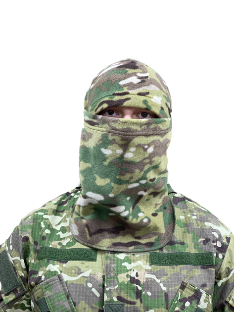 Балаклава мультикам военная тактическая теплая из флиса Размер М 54-58 - изображение 5