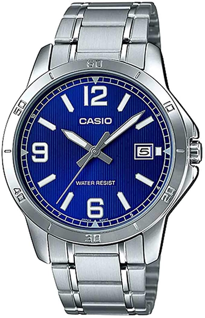 Наручные часы Casio MTP-V004D-2B UDF Синие с серым/стальным браслетом ...