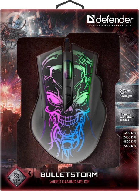 Mysz gamingowa przewodowa DEFENDER Bulletstorm GM-928 USB czarna (4714033529280) - obraz 6
