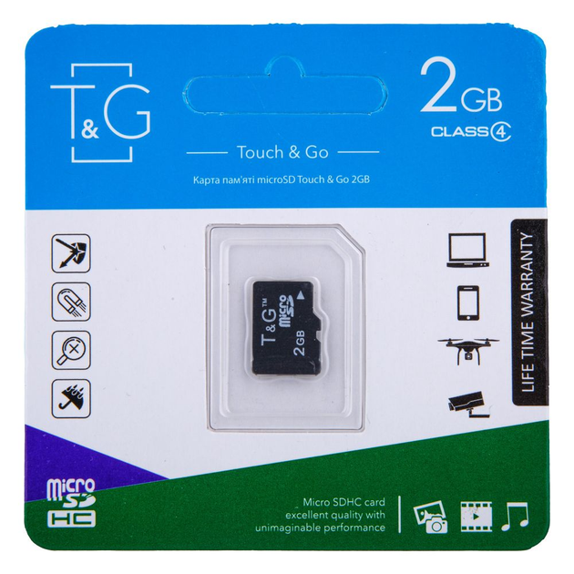 Карта Пам'яті T&G MicroSDHC 2GB 4 Class зручна Чорний - зображення 2
