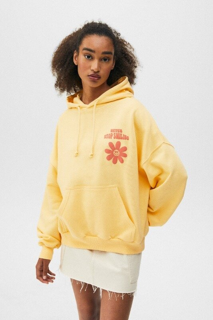 Pull and 2025 bear hoodie yellow