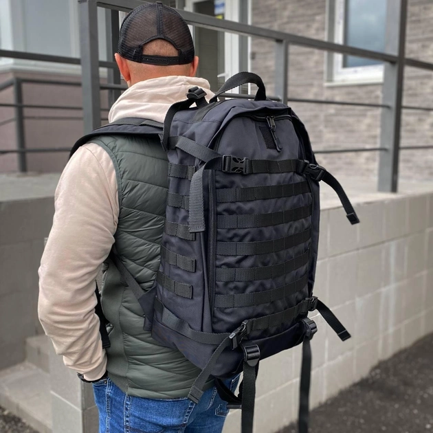 Тактический черный рюкзак со стропами molle на 30 литров Voin - изображение 2