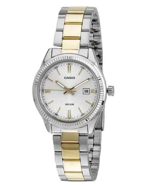 Женские часы Casio LTP-1302SG-7AVDF - серебристого цвета с золотистыми элементами. - изображение 4