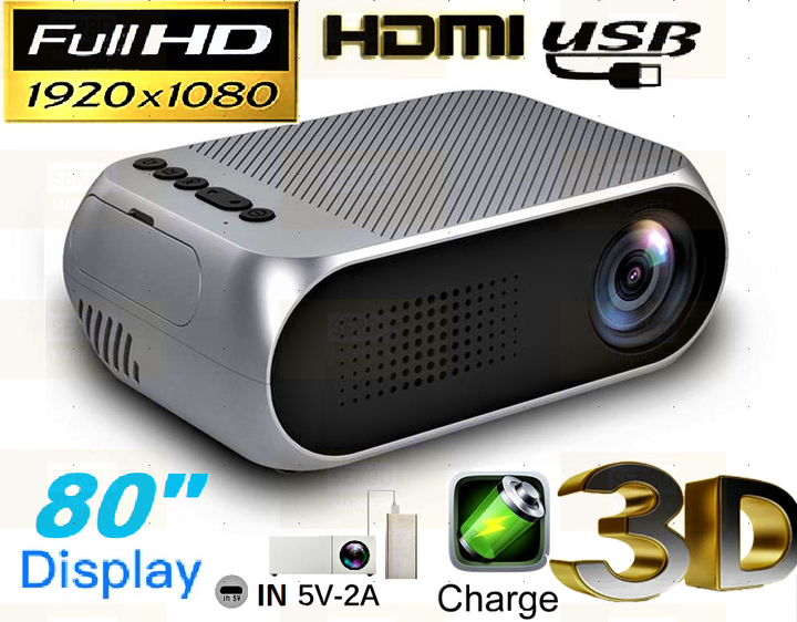 Проектор домашній міні портативний мультимедійний Full HD Led Projector YG320 заряд від Power Bank та від прикурювача автомобіля. - Фото 1 Проектор домашній міні портативний мультимедійний Full HD Led Projector YG320 заряд від Power Bank та від прикурювача автомобіля. - зображення 1