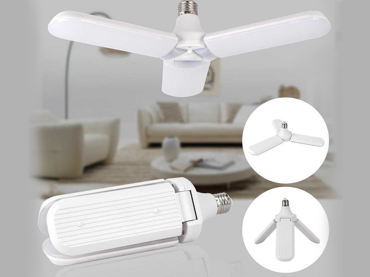Світлодіодна складана лампа в патрон Е27 із трьома лопатями Z-Light LED bulb 45W розкладний світильник комплект 5 шт. - зображення 4