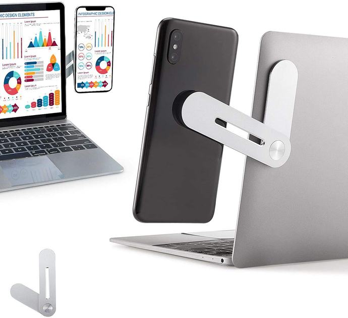 Тримач магнітний для телефону iMount Magnetic Phone Holder кронштейн для смартфона на кришку екрана ноутбука Сріблястий - зображення 2