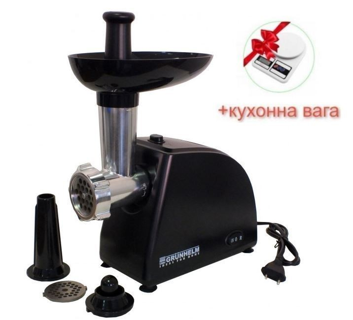 Электрическая Мясорубка с реверсом Grunhelm AMG140B 1400W Черный ...