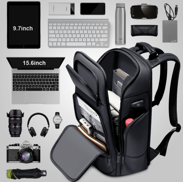 Рюкзак мужской Оксфорд M&JJ (USB-порт) Черный 46*31*20 (2290) - изображение 3