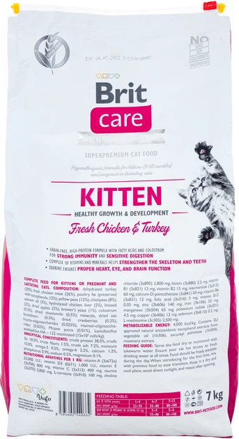 Сухий корм для кошенят Brit Care Cat GF Kitten Growth and Developmen з куркою та індичкою 7 кг (8595602540662) - зображення 2
