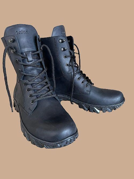 Берцы ботинки тактические "SAFARI" РКПН прошитые кожа 43 размер Черные - изображение 1