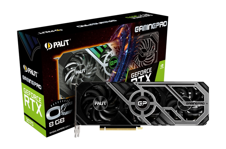 Відеокарта GF RTX 3070 8GB GDDR6 GamingPro OC V1 Palit (NE63070S19P2-1041A) (LHR) - зображення 1