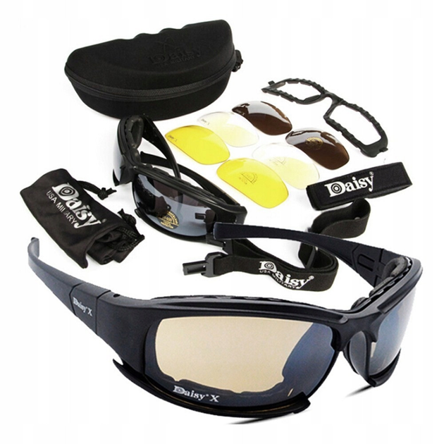 Тактические очки Daisy X7 со сменными линзами / Поляризованные / 4 линзы - изображение 1