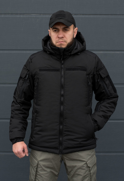 Куртка тактична зимова на блискавці з капюшоном M polk black - зображення 1