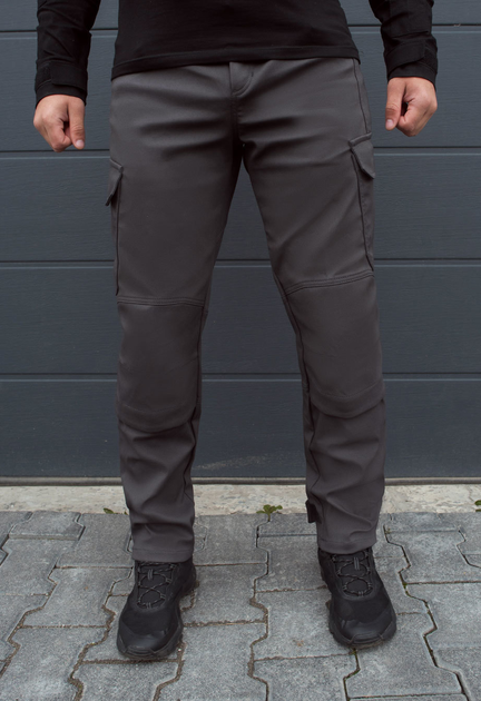 Утеплені тактичні штани на флісі soft shell XL gray fleece - зображення 1