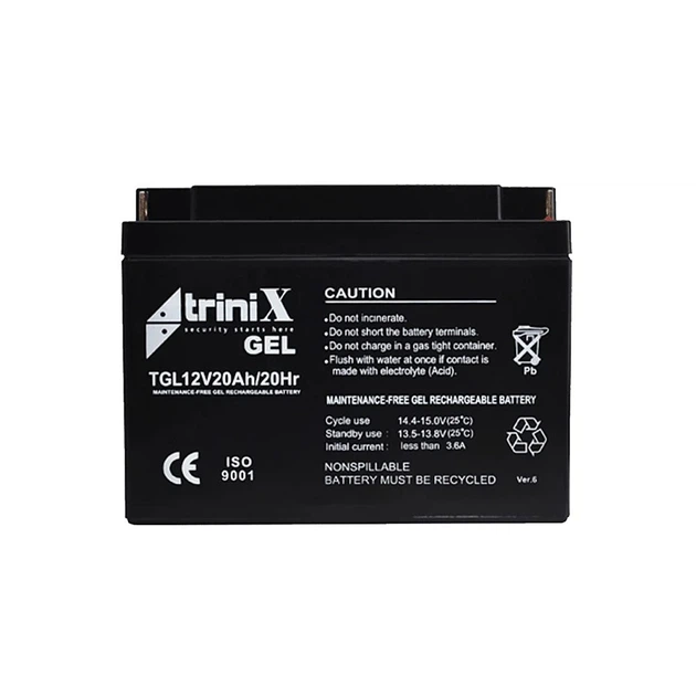 Акумуляторна батарея TGL12V20Ah-20Hr TRINIX GEL - Фото 2 Акумуляторна батарея TGL12V20Ah-20Hr TRINIX GEL - изображение 2