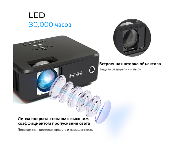 Портативный проектор XPRO PANOPLUS XLA с WiFi функцией Screen Mirroring (3000 lumen) для дома, офиса, и проведения презентаций + Тренога 1 метр в комплекте! (X20A_3699) - Фото 6 Портативный проектор XPRO PANOPLUS XLA с WiFi функцией Screen Mirroring (3000 lumen) для дома, офиса, и проведения презентаций + Тренога 1 метр в комплекте! (X20A_3699) - изображение 6