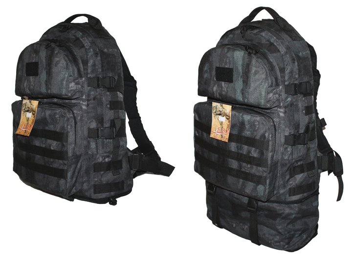Супер-крепкий туристический рюкзак трансформер с поясным ремнем на 40-60 литров Атакс Кордура 1200 ден - изображение 2