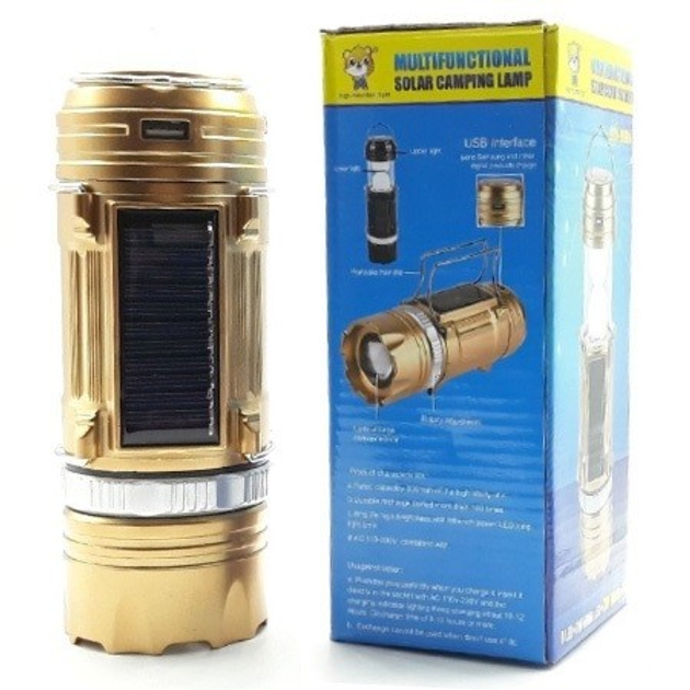 Кемпинговый компактный туристический Led фонарь на солнечной батарее GSH-9699 со встроенным аккумулятором Золотой - изображение 7