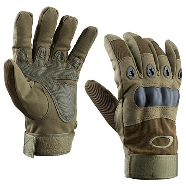 Тактические перчатки с закрытыми пальцами и усиленным протектором размер XL оливковые GLG2205 - изображение 1