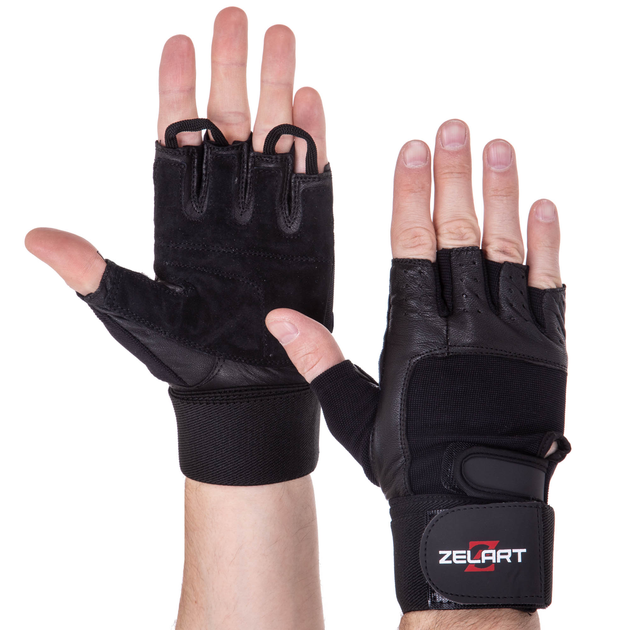 Рукавички тактичні шкіряні без пальців, військові рукавички, рукавички багатоцільові розмір M Чорні SB-161085 - зображення 1