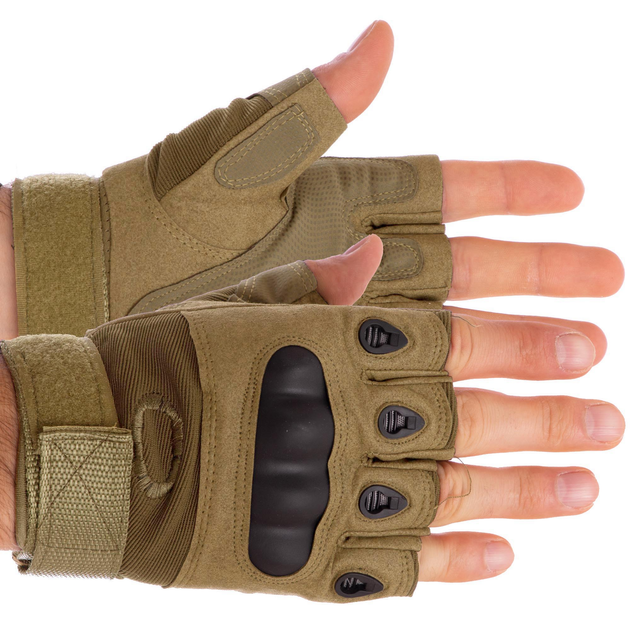 Тактичні рукавички з відкритими пальцями OAKLEY розмір L хакі BC-4624 - зображення 1