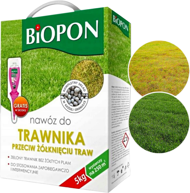 Удобрение гранулированное BIOPON для газонов против пожелтения 5 кг (5904517025004) 