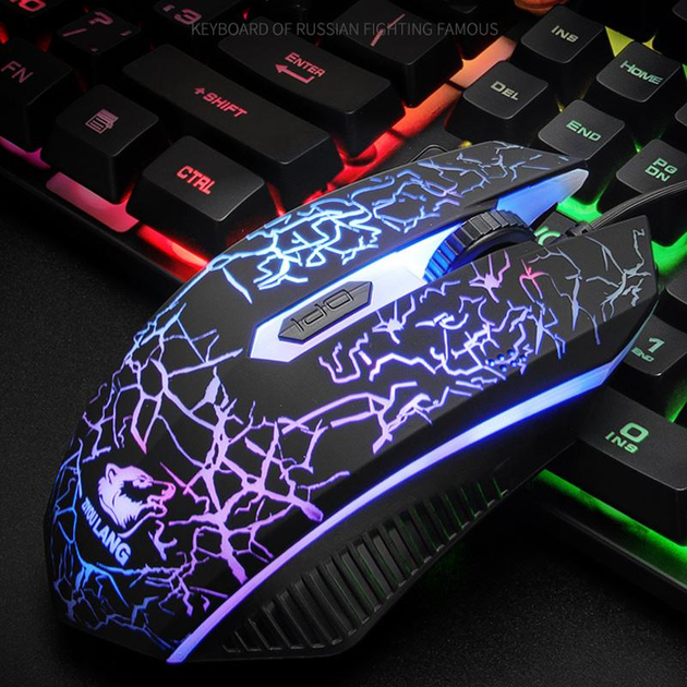 Игровая проводная клавиатура и мышь Ziyou Lang T5Kit с RGB (радужной) подсветкой, комплект 3в1 для геймеров USB - изображение 4