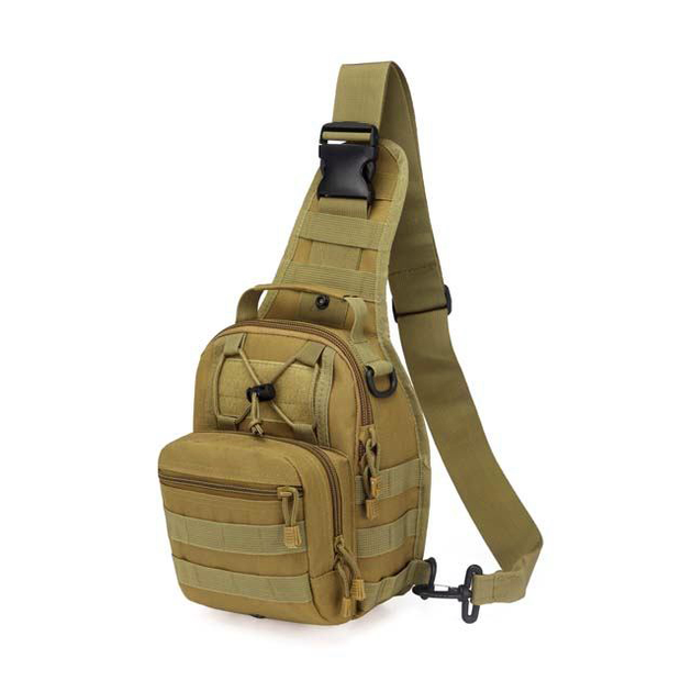Універсальна тактична сумка рюкзак через плече, міська чоловіча повсякденна H&S Tactic Bag 600D. Койот - зображення 1