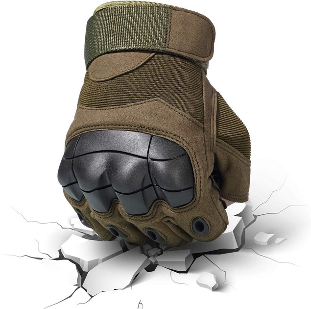 Перчатки тактические военные Oakley OY-001 L беспалые оливковые - изображение 2