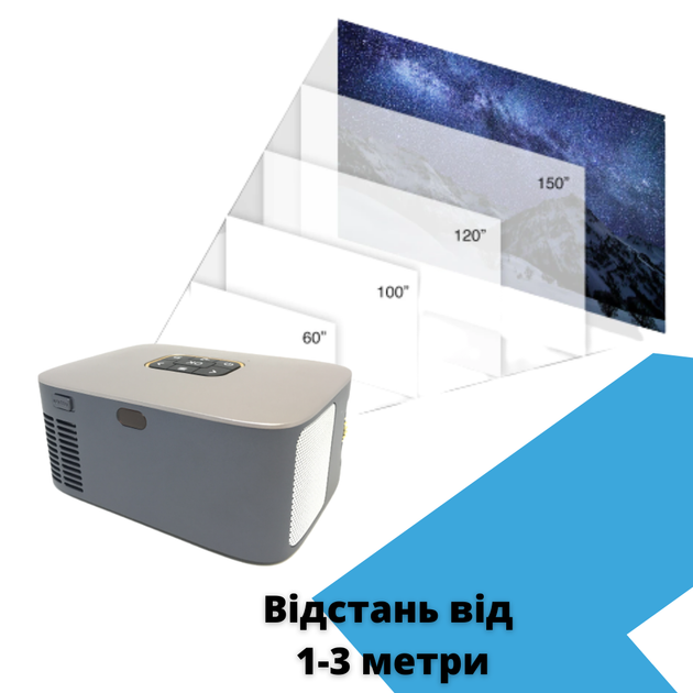 Проектор с аккумулятором XPRO PANOPLUS CAMP для детей и взрослых с WiFI подключением к iOS и Android и функцией Screen Mirroring и трансляцией с телефона+ Наушники в комплекте! - изображение 4