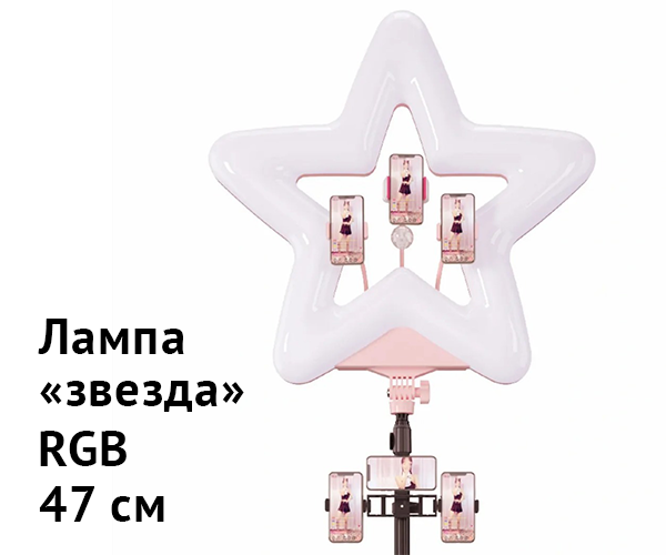 LED лампа XPRO LIVE LIGHT RK-52 студийная 360° светодиодная с штативом Звезда Розовоя 47 см для смартфонов (957_1587) - Фото 5 LED лампа XPRO LIVE LIGHT RK-52 студийная 360° светодиодная с штативом Звезда Розовоя 47 см для смартфонов (957_1587) - изображение 5