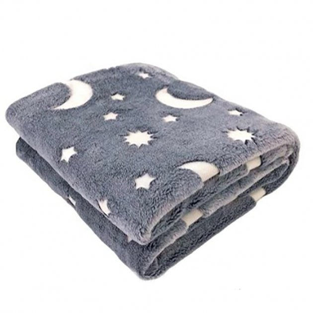 Плед светящийся в темноте Magic Blanket 120х150см. Серый. Плед плюшевое ...