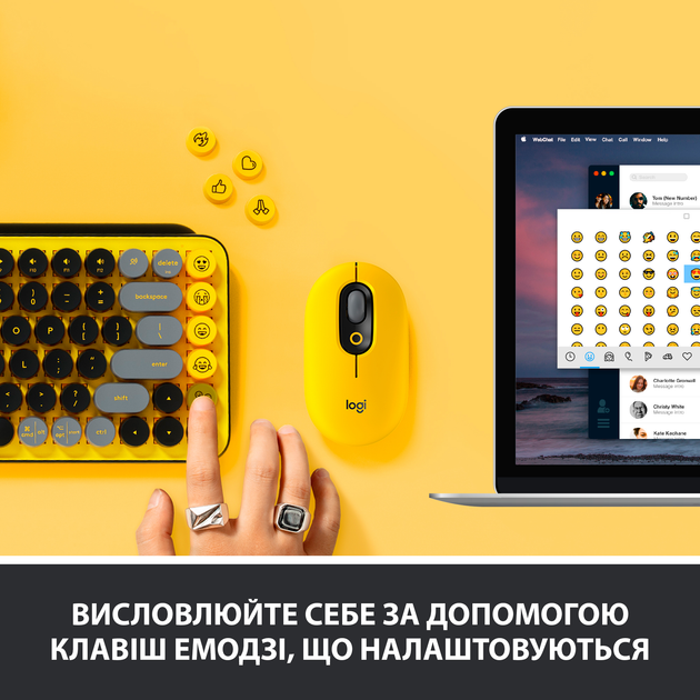 Клавиатура беспроводная Logitech POP Keys Wireless Mechanical Keyboard UA Blast Yellow (920-010735) - изображение 3