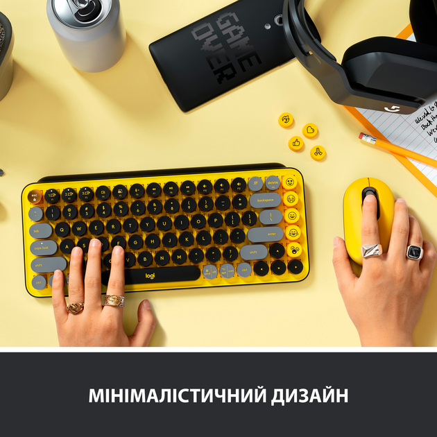 Клавиатура беспроводная Logitech POP Keys Wireless Mechanical Keyboard UA Blast Yellow (920-010735) - изображение 5