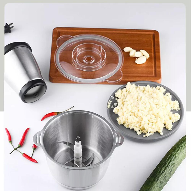 Електричний подрібнювач блискавка металевий UKC Food Kit Grinder стаціонарний з чашею 1.8л та подвійними лезами 300Вт - зображення 6
