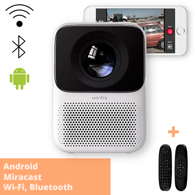 SMART проектор Full HD (1920*1080) для дома Xiaomi Wanbo T2 MAX 3500 люмен с цифровой коррекцией + Аэромышь в комплекте (Wanbo T2 Max_7599) - Фото 2 SMART проектор Full HD (1920*1080) для дома Xiaomi Wanbo T2 MAX 3500 люмен с цифровой коррекцией + Аэромышь в комплекте (Wanbo T2 Max_7599) - изображение 2