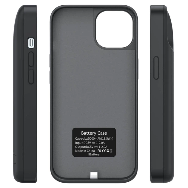 Чехол повербанк iBattery для iPhone 14 Plus 5000 mAh black - Фото 8 Чехол повербанк iBattery для iPhone 14 Plus 5000 mAh black - изображение 8