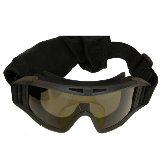 Очки тактичні маска Combat (3 скла в комплекті) Баллістична військова маска Чорний - зображення 2
