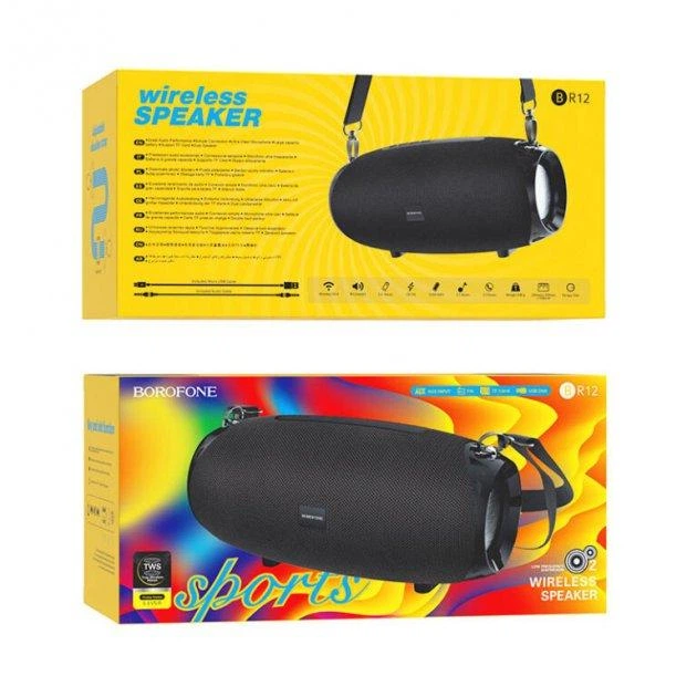 Портативна блютуз колонка Borofone BR12 | AUX, FM-Radio, SD-card, Bluetooth | Чорний - зображення 2