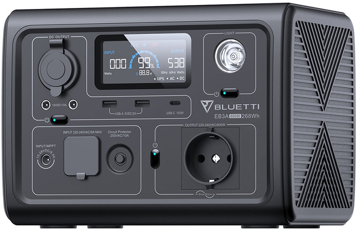 Зарядна станція Bluetti EB3A / 600 Вт / 268 Вт⋅год / LiFePO4 (PB930784) - зображення 3