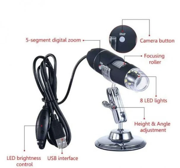 Цифровой портативный USB Микроскоп Digital microscope X 4 кратность 1000 Х для компьютера - изображение 5