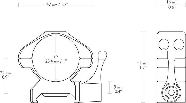 Быстросъемные кольца Hawke Precision Steel (25.4 мм) Medium на Weaver/Picatinny - изображение 2