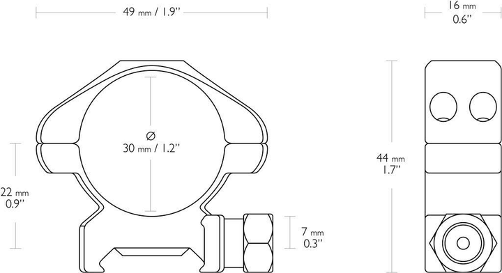 Кольца Hawke Precision Steel (30 мм) Medium на Weaver/Picatinny - изображение 2