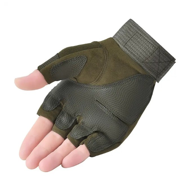Тактичні рукавички безпалі олива розмір L - зображення 2