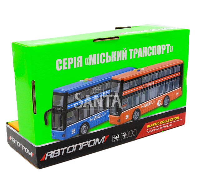 Машинка игрушечная «Городской автобус» Автопром, синий, от 3 лет, 27*12*7, (7953AB) - изображение 5