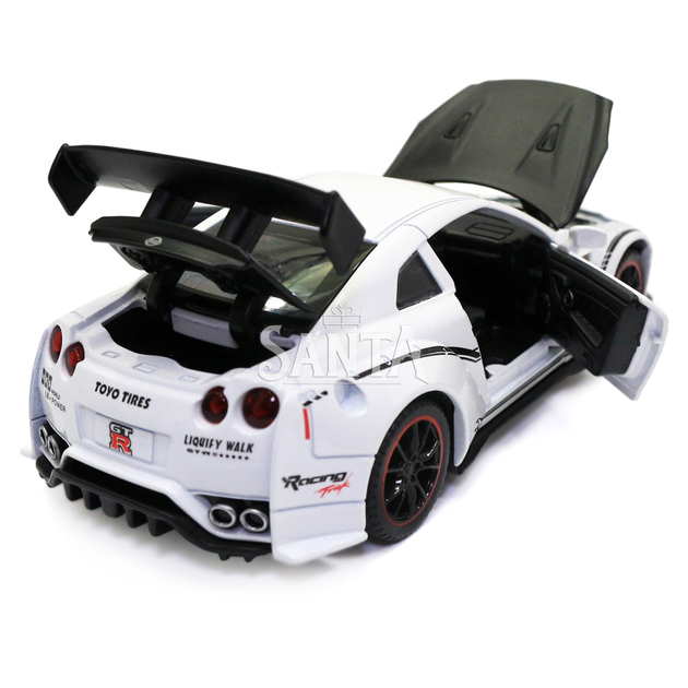 Игрушечная машинка металлическая Nissan GT-R «АвтоЕксперт» Ниссан ГТ-Р белый звук свет 15*4*7 см (700701) - изображение 7