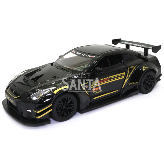 Игрушечная машинка металлическая Nissan GT-R «АвтоЕксперт» Ниссан ГТ-Р черный звук свет 20*6*9 см (GT-2247) - изображение 5