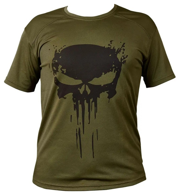 Футболка тактическая СoolMax Skull S OLIVE - изображение 1