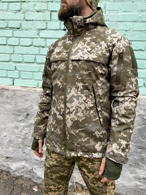 Військова куртка тактична утеплена Софт Шелл Піксель (Єврозима) 56-58(3XL-4XL) - зображення 1